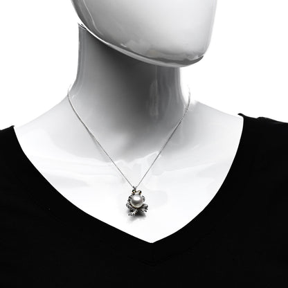 Tiffany Platinum 18K White Yellow Gold Pearl Diamond Frog Necklace 2 of 7