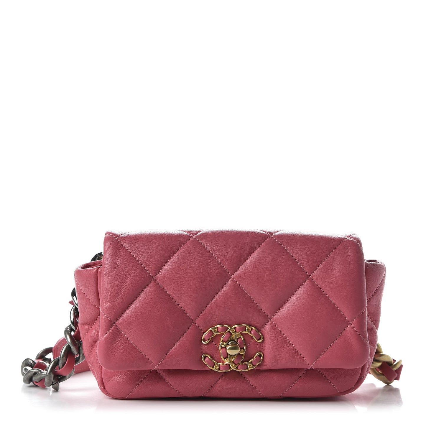 Lambskin Quilted 19 Waist Bag Pink