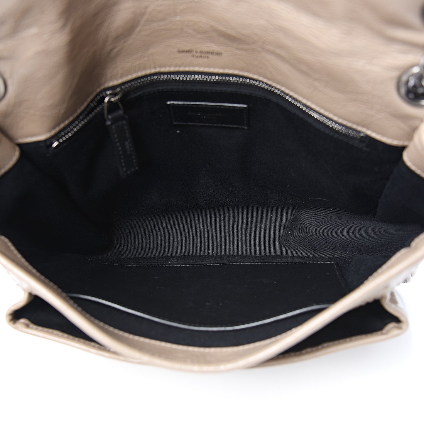 Crinkled Calfskin Matelasse Monogram Medium Niki Chain Satchel Light Taupe