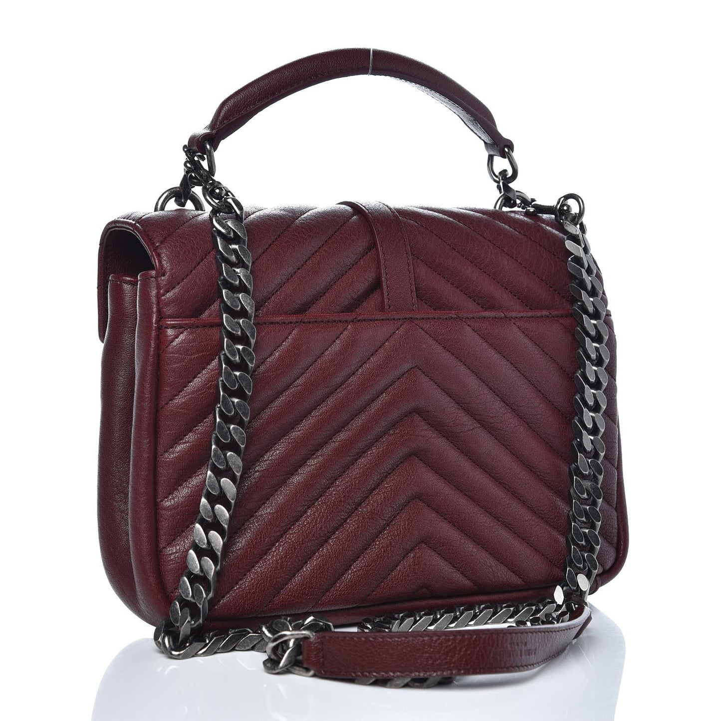 Sheepskin Matelasse Chevron Monogram Medium College Bag Rouge Legion