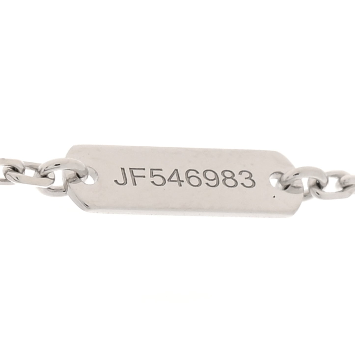 18K White Rose Gold Diamond Guilloche Vintage Alhambra Pendant Necklace