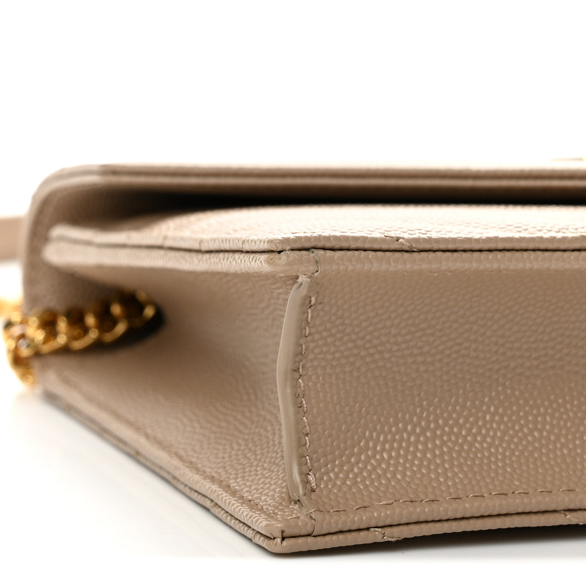 Grain De Poudre Matelasse Chevron Monogram Envelope Chain Wallet Dark Beige