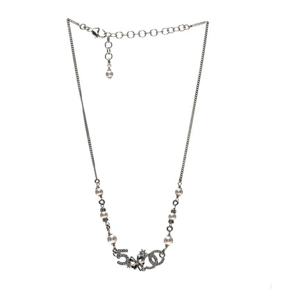 Chanel Crystal Pearl Star 5 CC Necklace Silver 3 of 6