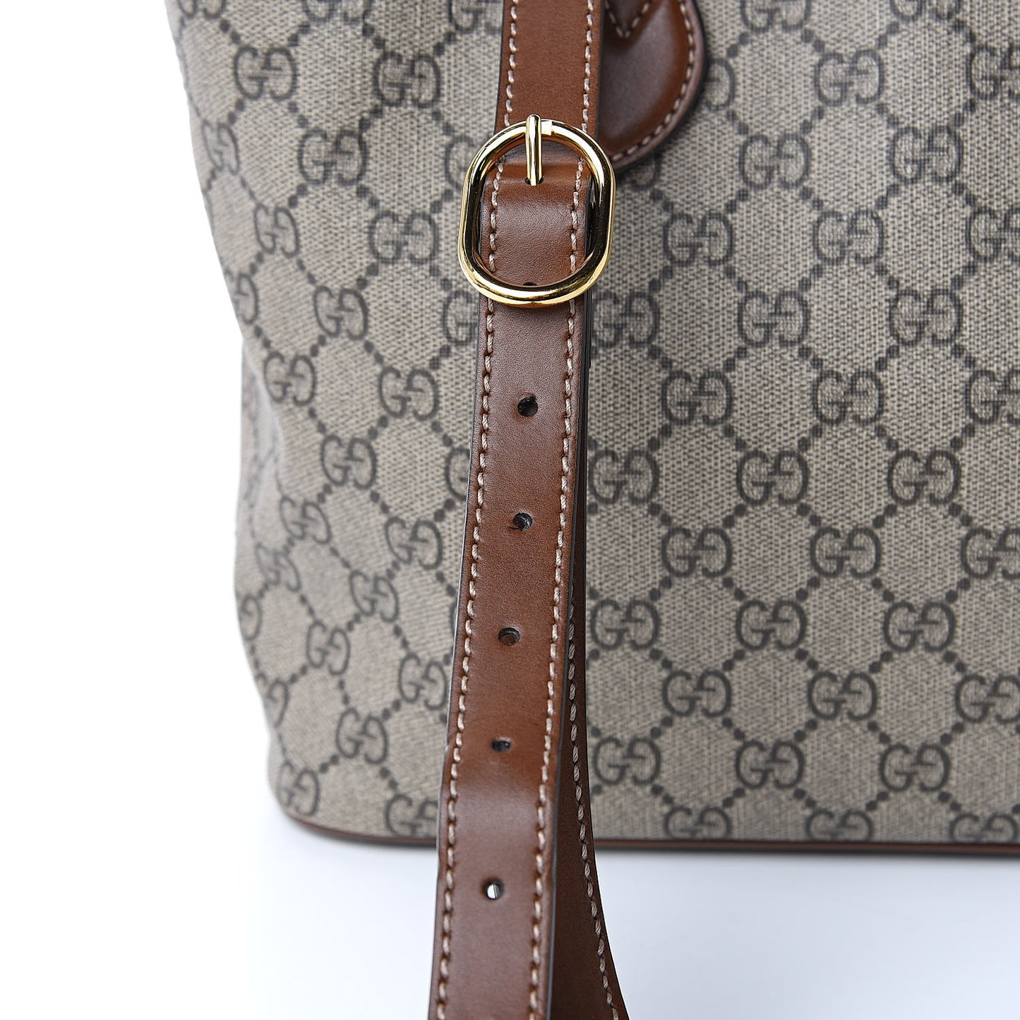 Soft GG Supreme Monogram Small Crossbody Tote Beige Cuir