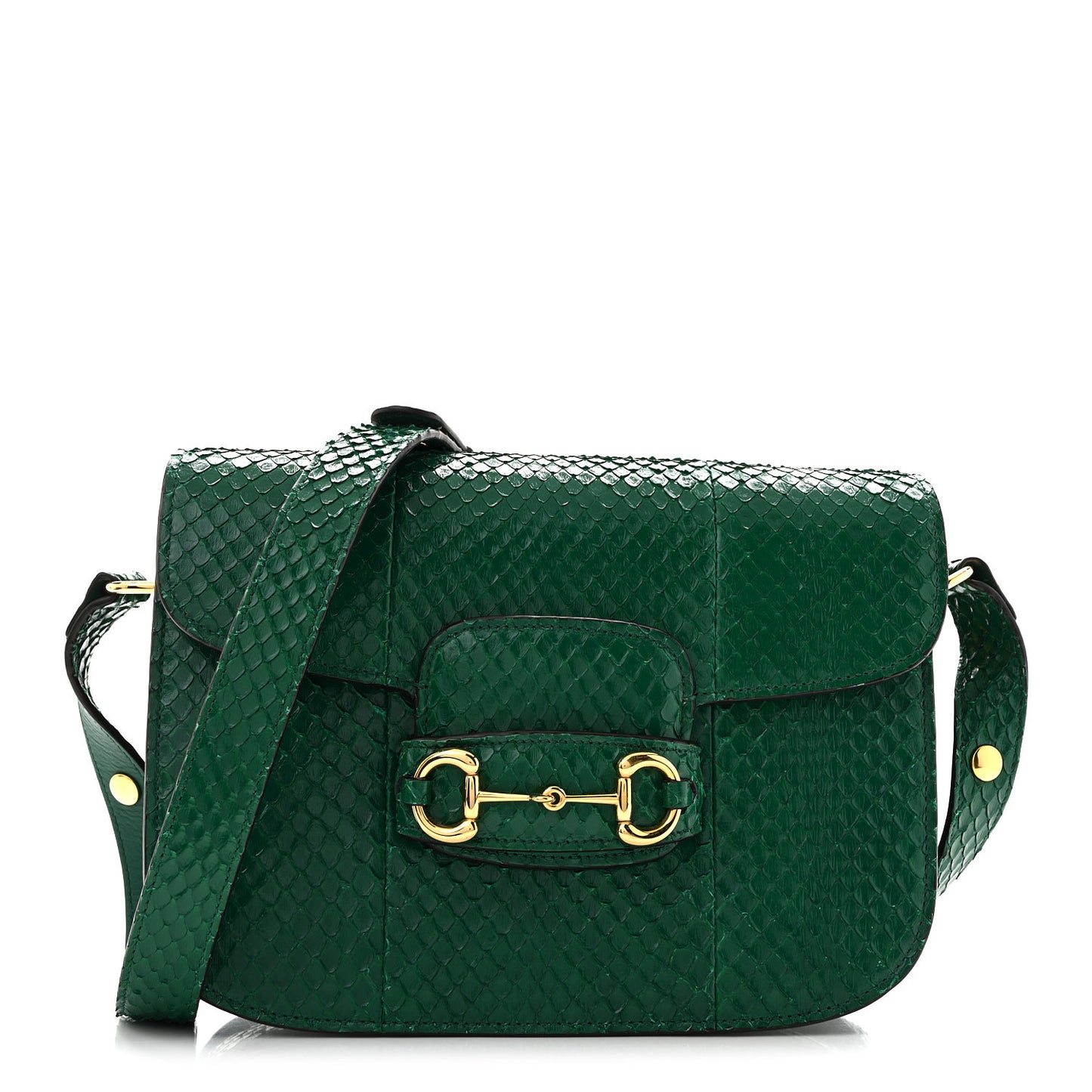 Snakeskin Horsebit 1955 Shoulder Bag Green
