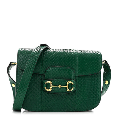 Gucci Snakeskin Horsebit 1955 Shoulder Bag Green 1 of 13