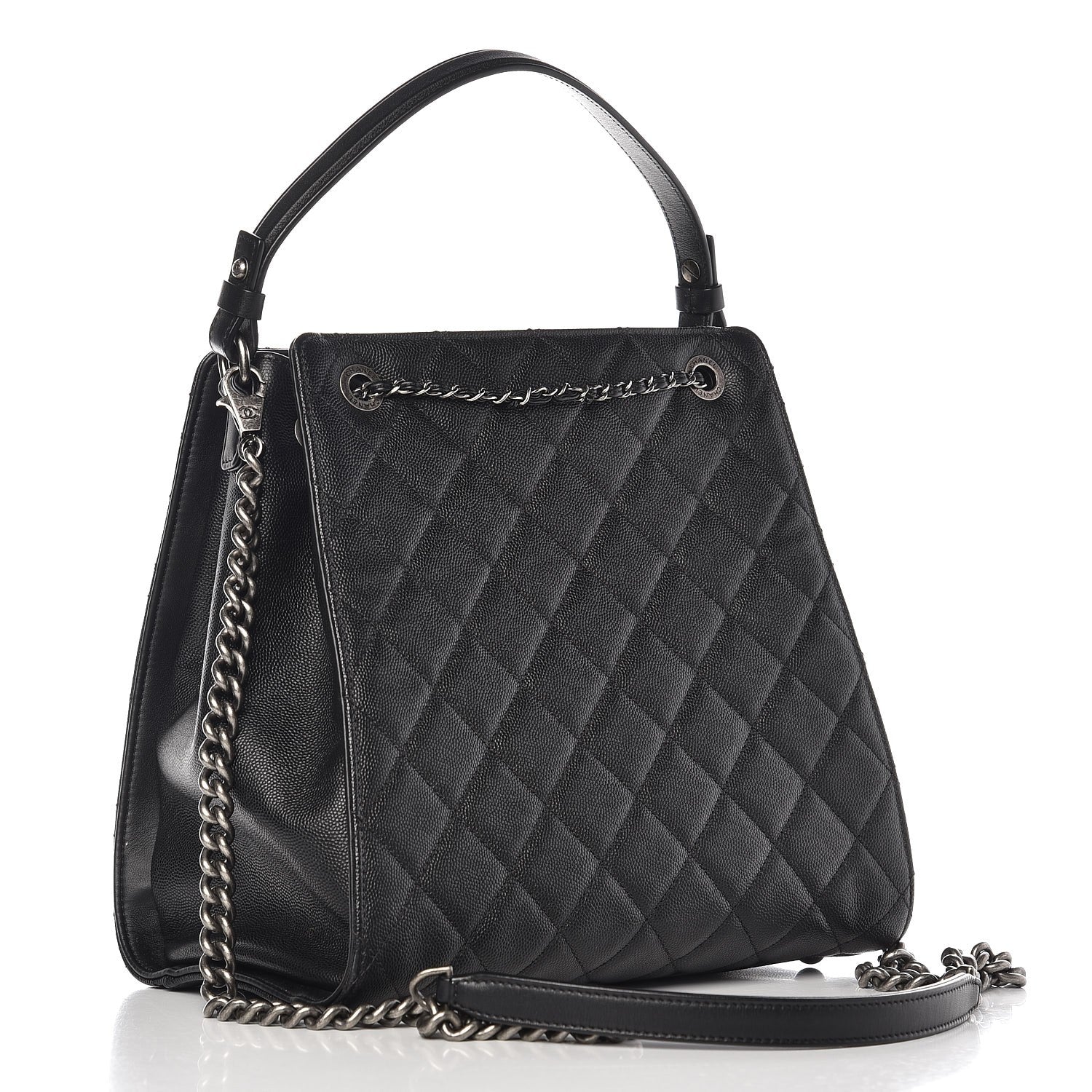 Chanel Caviar Quilted Medium CC Bucket Bag Black 4 of 8