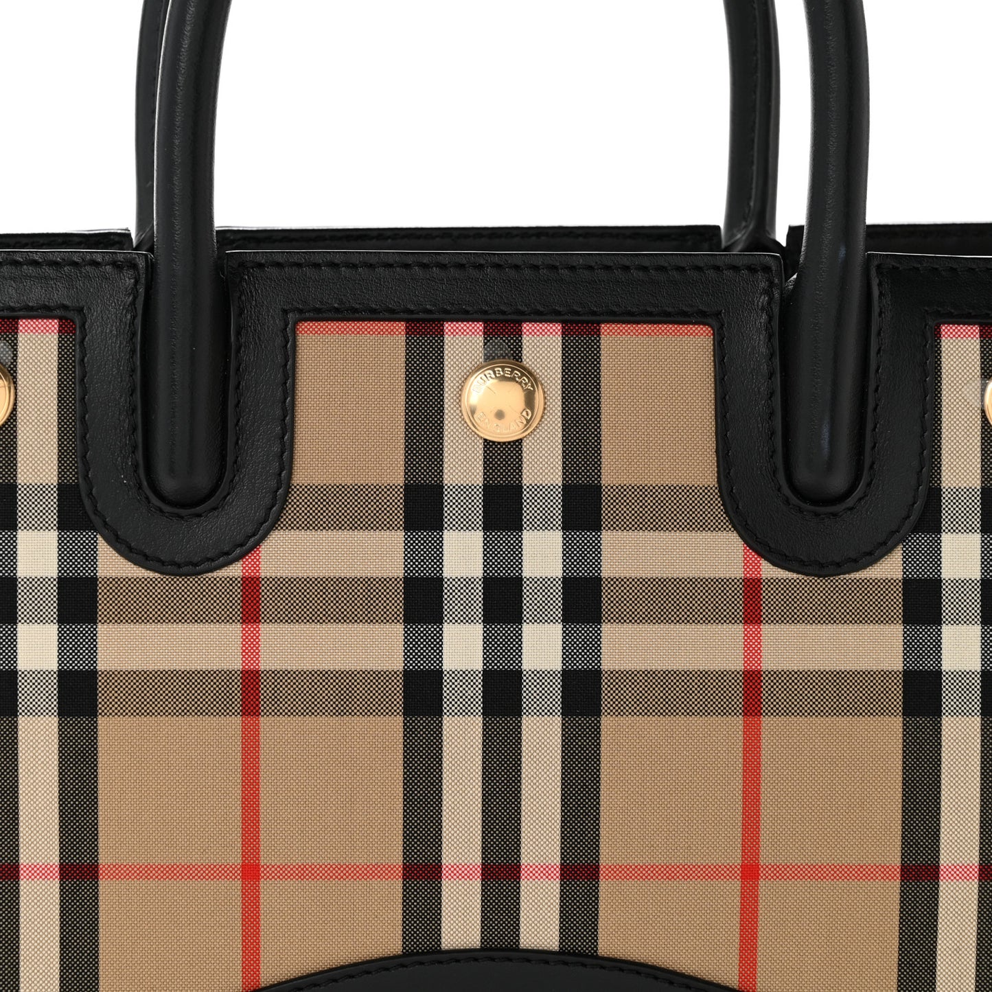 Calfskin House Check Mini Two Handle Title Bag Black