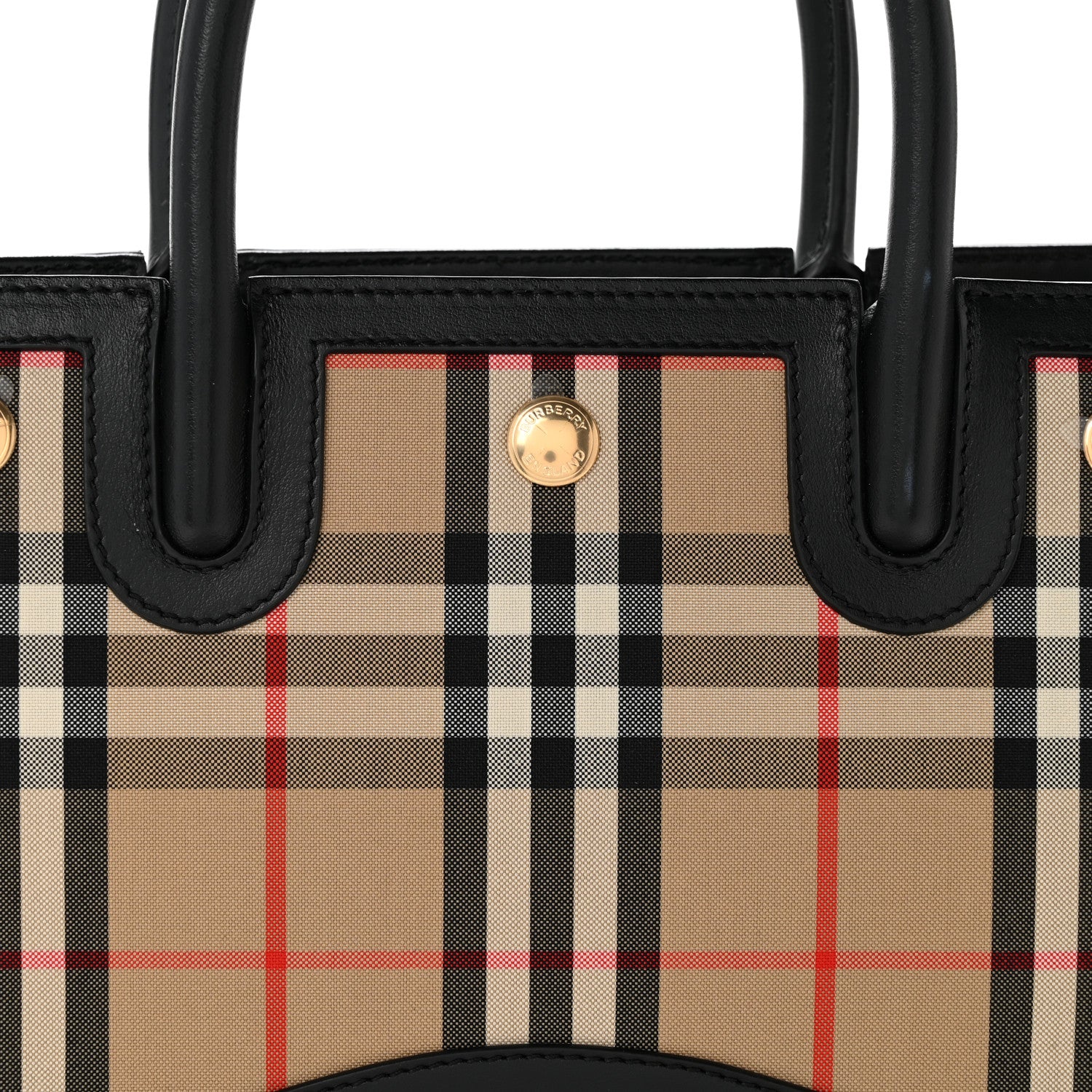 Burberry Calfskin House Check Mini Two Handle Title Bag Black 9 of 12