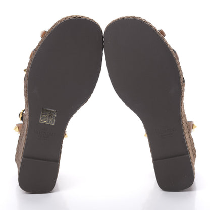 Valentino Garavani Calfskin Rockstud Ankle Strap Torchon Espadrille 25/95mm Wedge Sandals 41 Cuoio 7 of 8