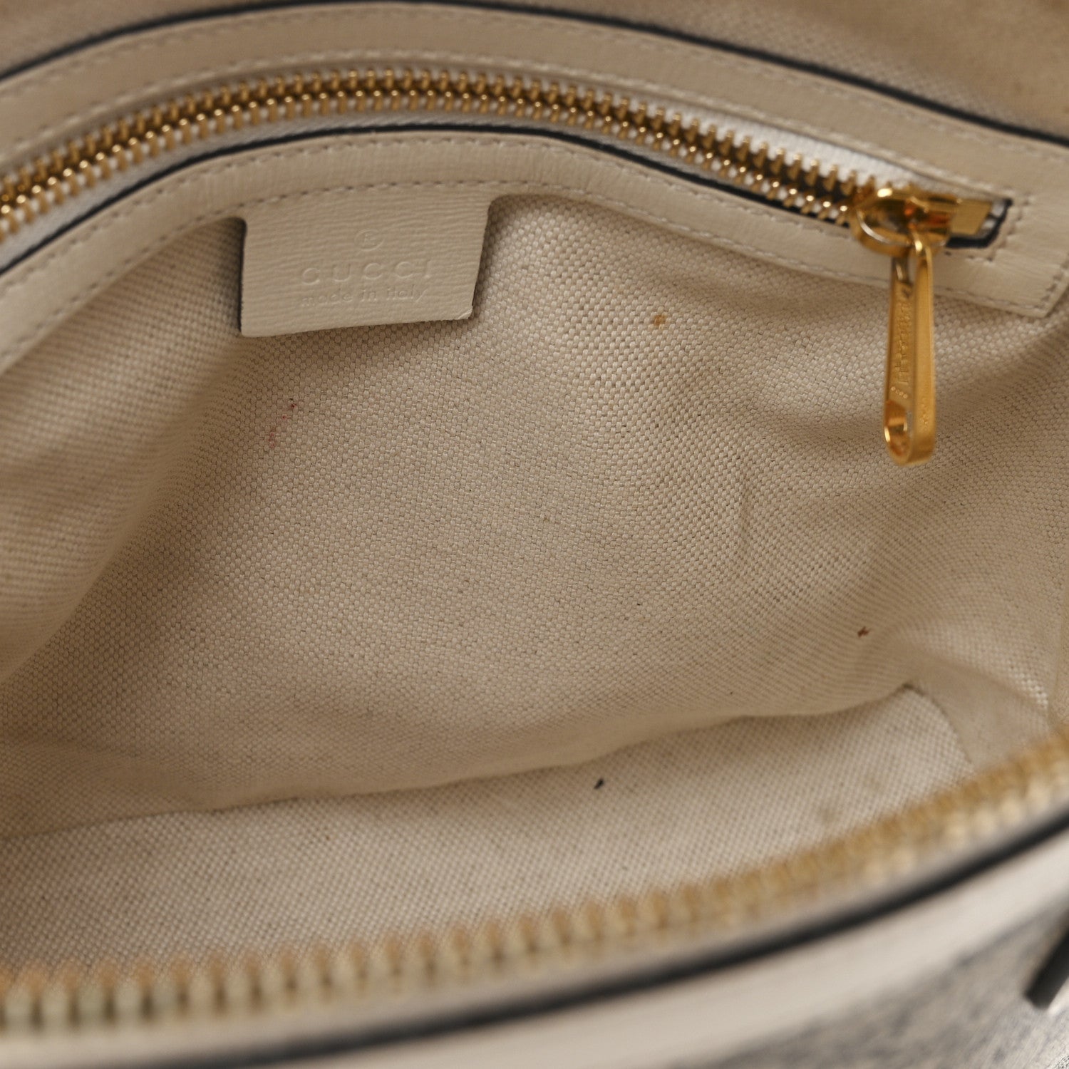 Gucci GG Supreme Monogram Azalea Calfskin Small Horsebit 1955 Top Handle Bag Beige Ebony Mystic White 14 of 15