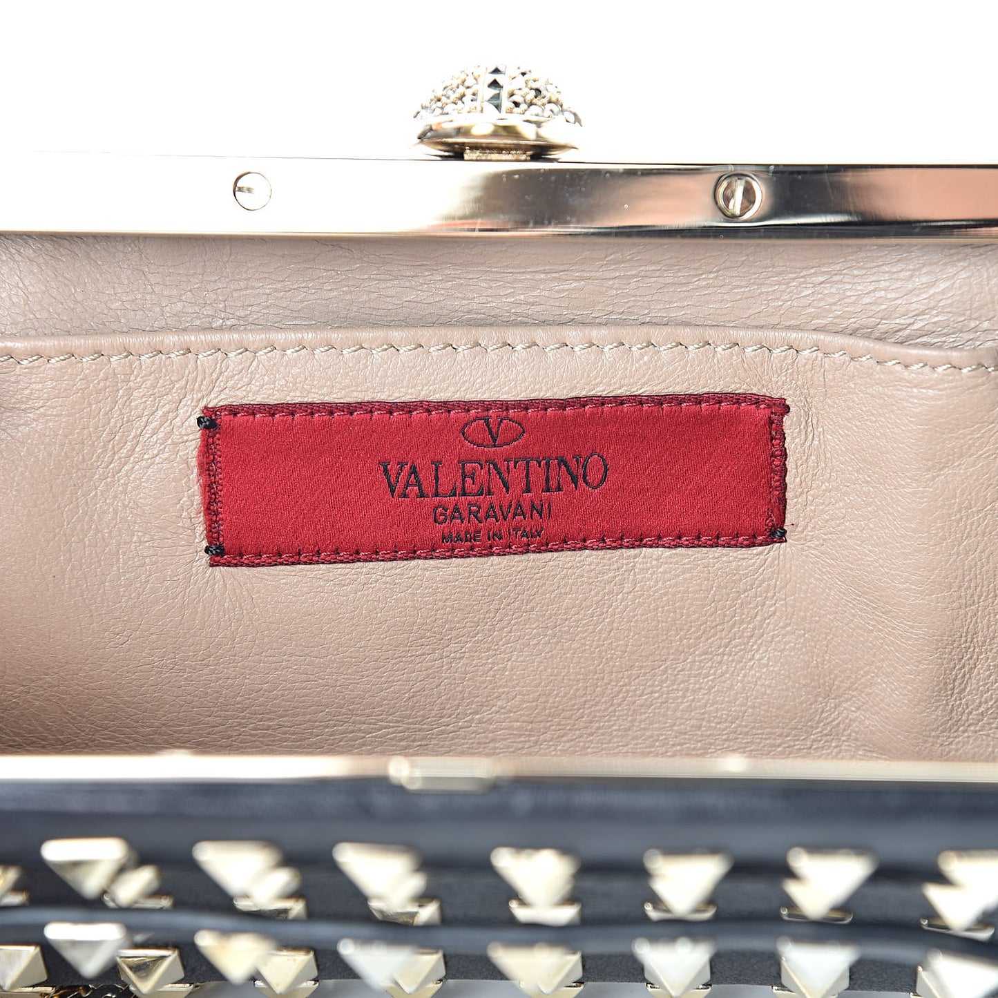 Lambskin Rockstud All Over Clutch Black
