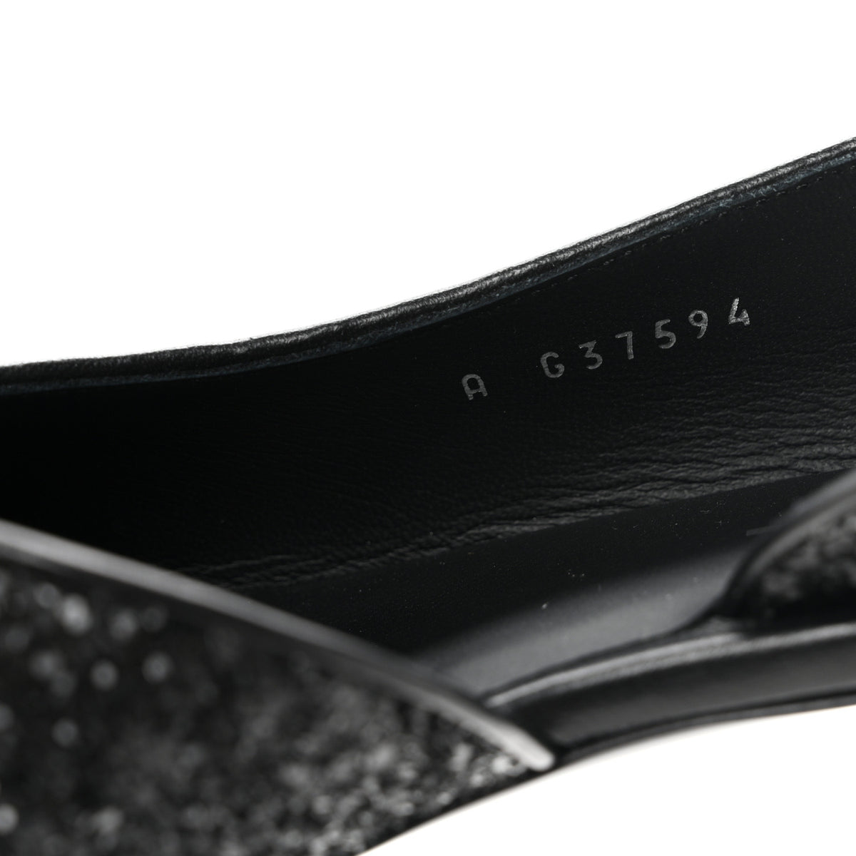 Glitter Grosgrain Cap Toe CC Ankle Wrap Pumps 37 Black