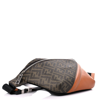 Fendi Glazed Fabric Vitello King FF 1974 Diagonal Belt Bag Tobacco Moro Cuoio 4 of 11