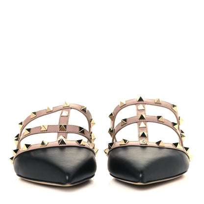 Valentino Garavani Rockstud Flat Cage Mules 38.5 Black Poudre 2 of 8