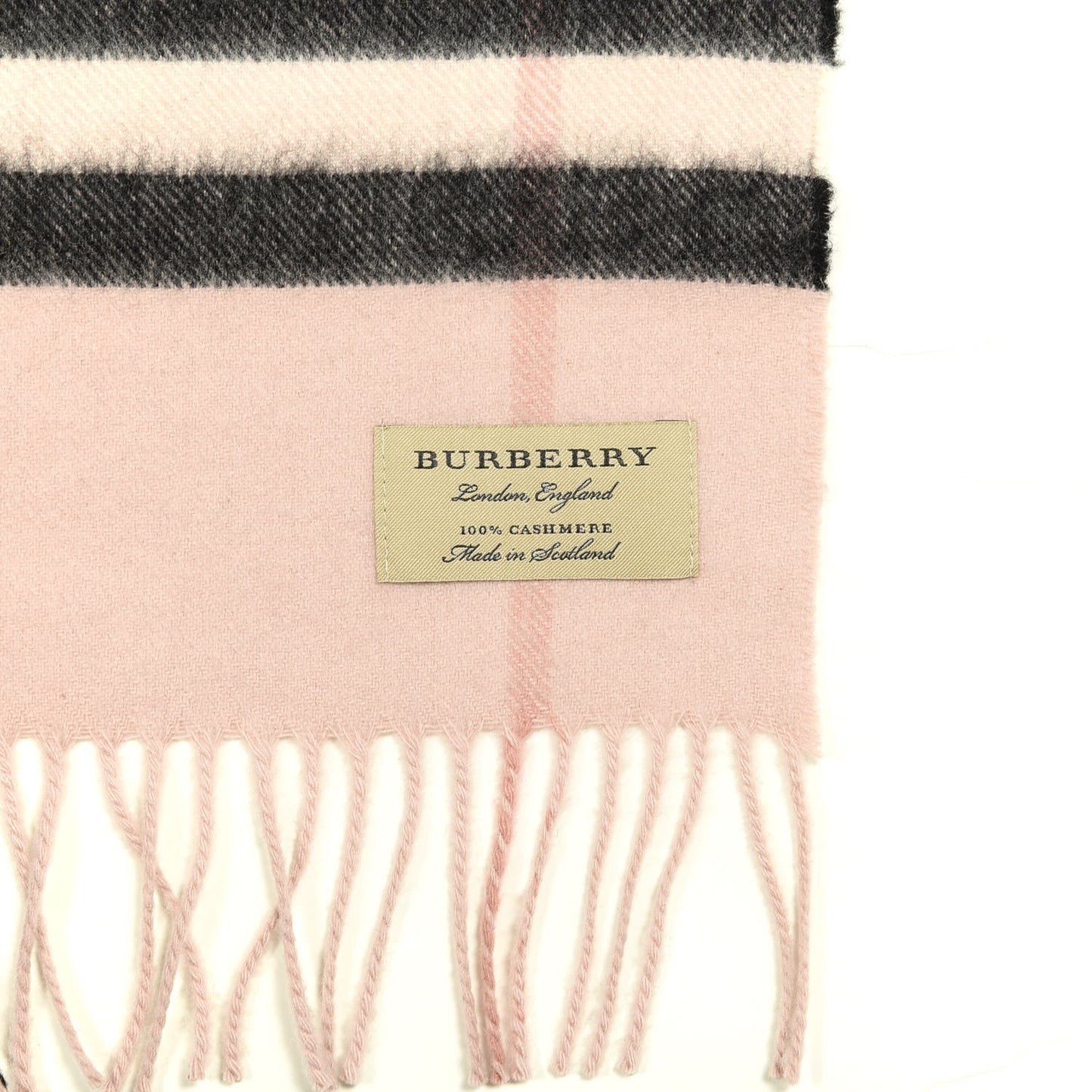 Cashmere Giant Heritage Check Fringe Scarf Ash Rose