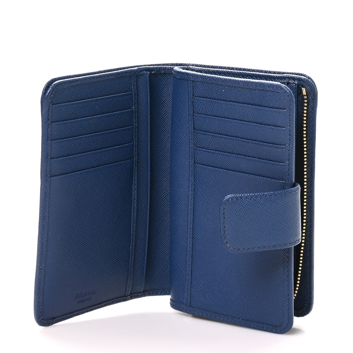 Prada Saffiano Metal Compact Wallet Bluette 5 of 9
