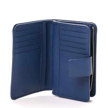 Prada Saffiano Metal Compact Wallet Bluette 5 of 9