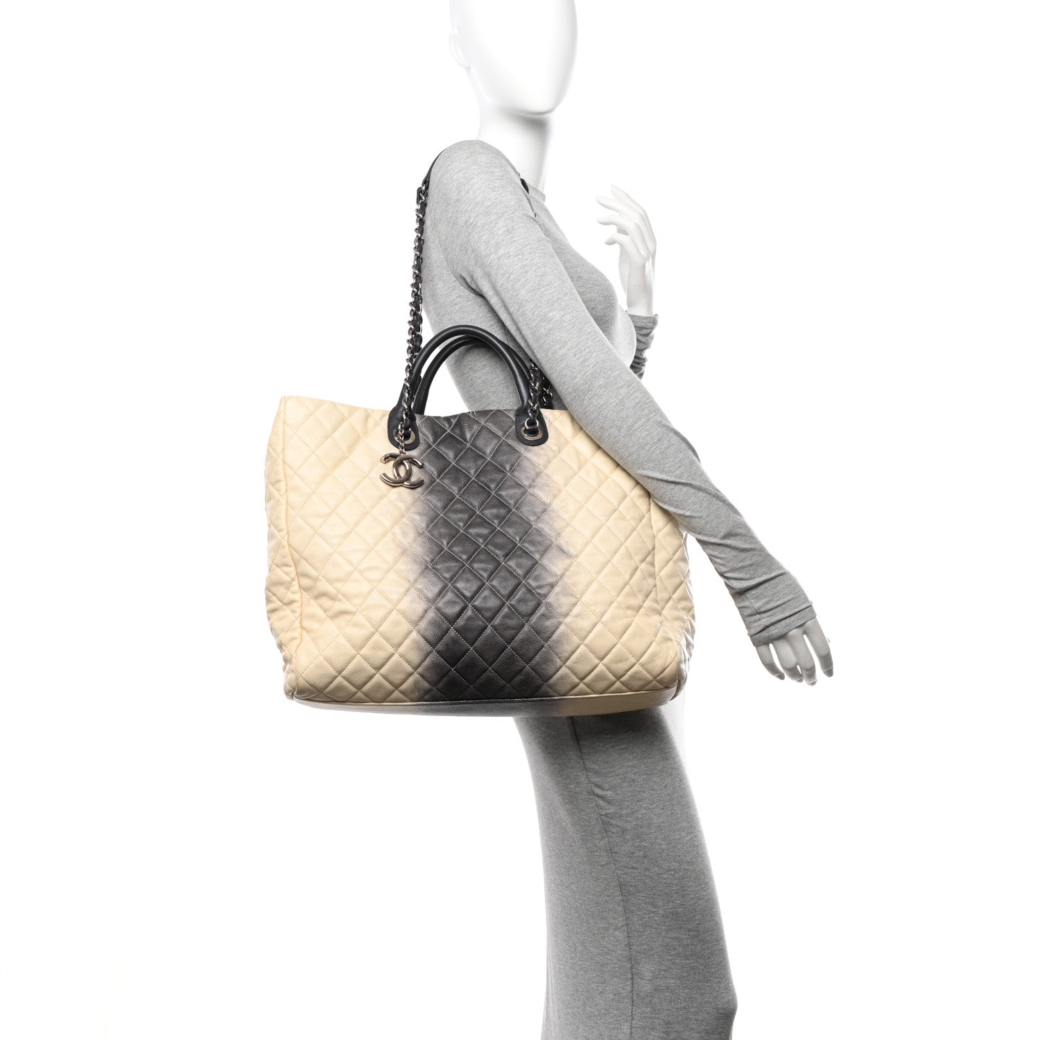Chanel Caviar Ombre Large Shopping Tote White 2 of 19