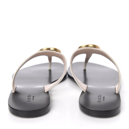 Gucci Calfskin GG Marmont Thong Sandals 37 Mystic White 7 of 10