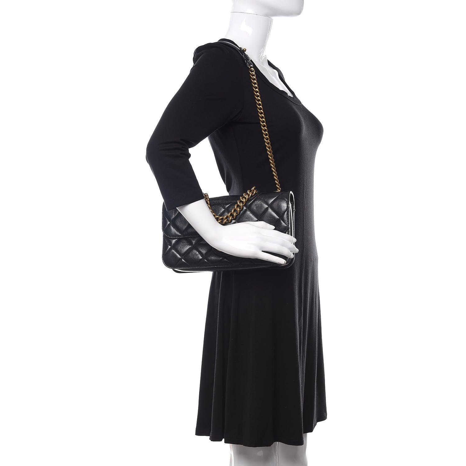 Chanel Glazed Calfskin Quilted Medium Perfect Edge Flap Black 2 of 10