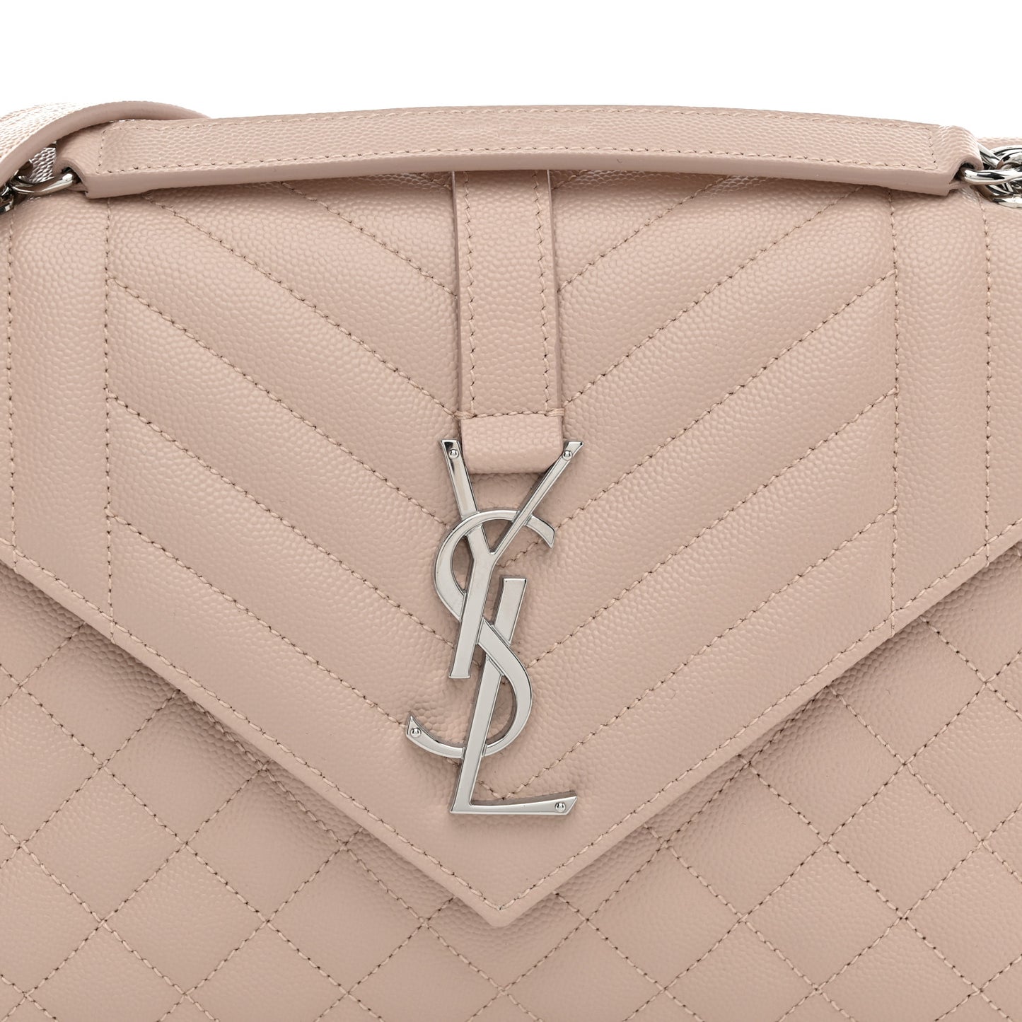 Grain De Poudre Textured Mixed Matelasse Medium Triquilt Monogram Satchel Marble Pink