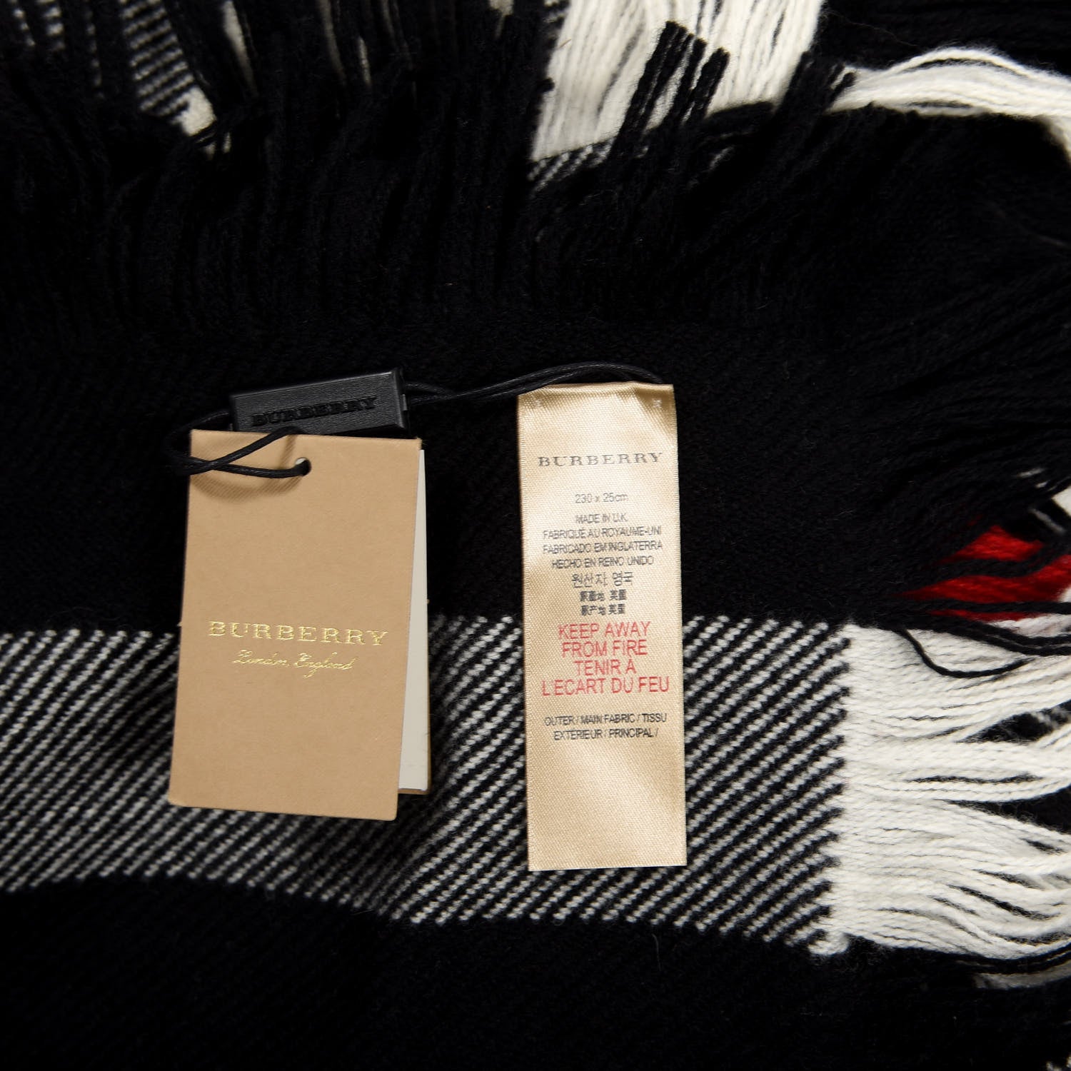 Burberry Wool Half Mega Check Fringe Scarf Black 4 of 4