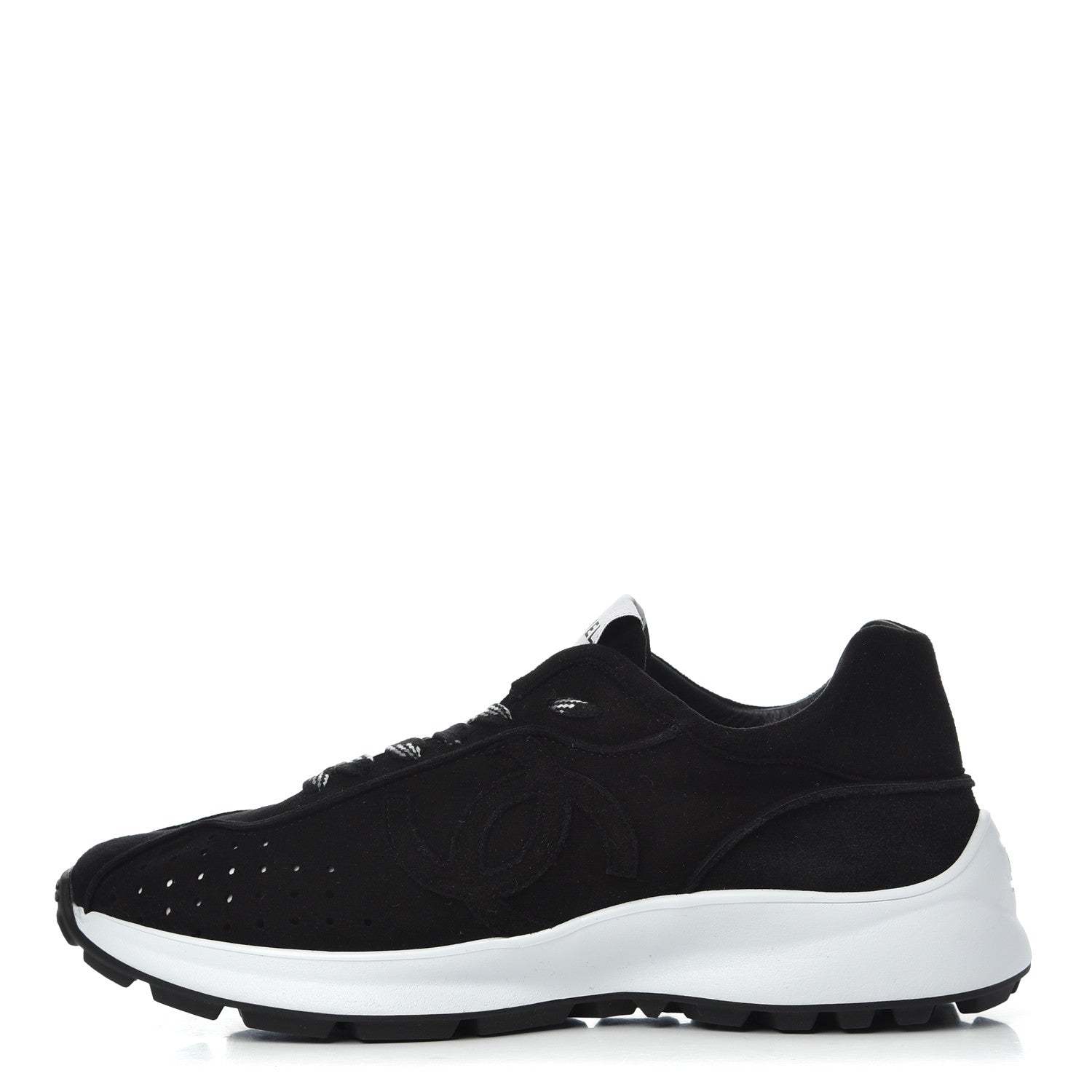 Chanel Suede Goatskin CC Sneakers 39.5 Black 1 of 9