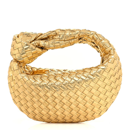 Bottega Veneta Laminated Calfskin Pressed Intreccio Mini Jodie Gold 1 of 6