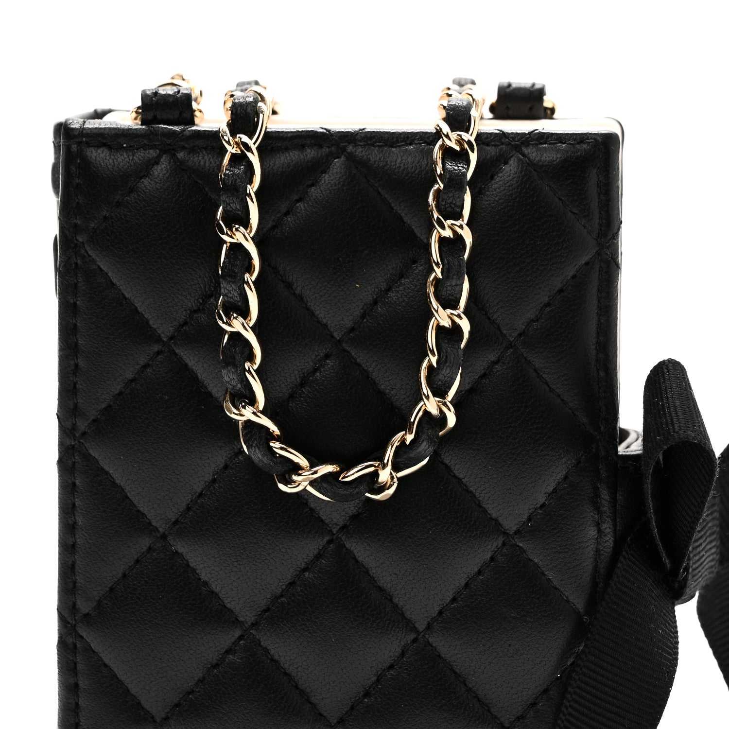 Chanel Lambskin Quilted Book Card Holder on Chain Black 9 of 9
