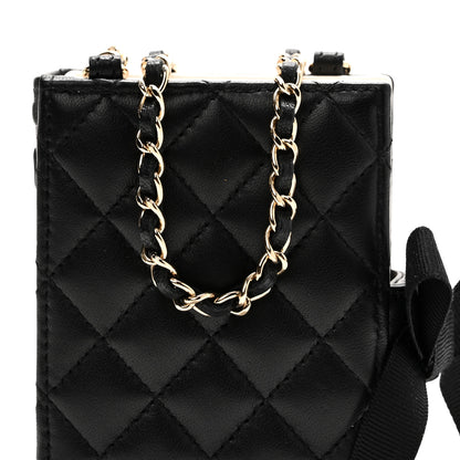 Chanel Lambskin Quilted Book Card Holder on Chain Black 9 of 9