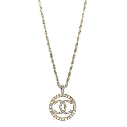 Chanel Pearl CC Round Pendant Necklace Gold 1 of 6