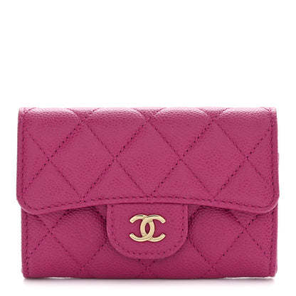 Chanel Caviar Quilted Flap Card Holder Wallet Purple 1 of 7