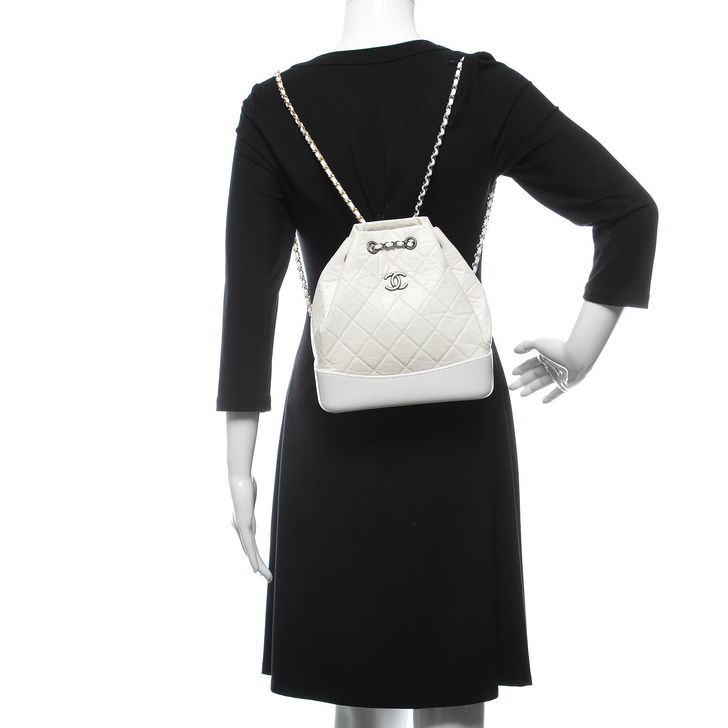 Chanel Aged Calfskin Quilted Small Gabrielle Backpack White 2 of 9
