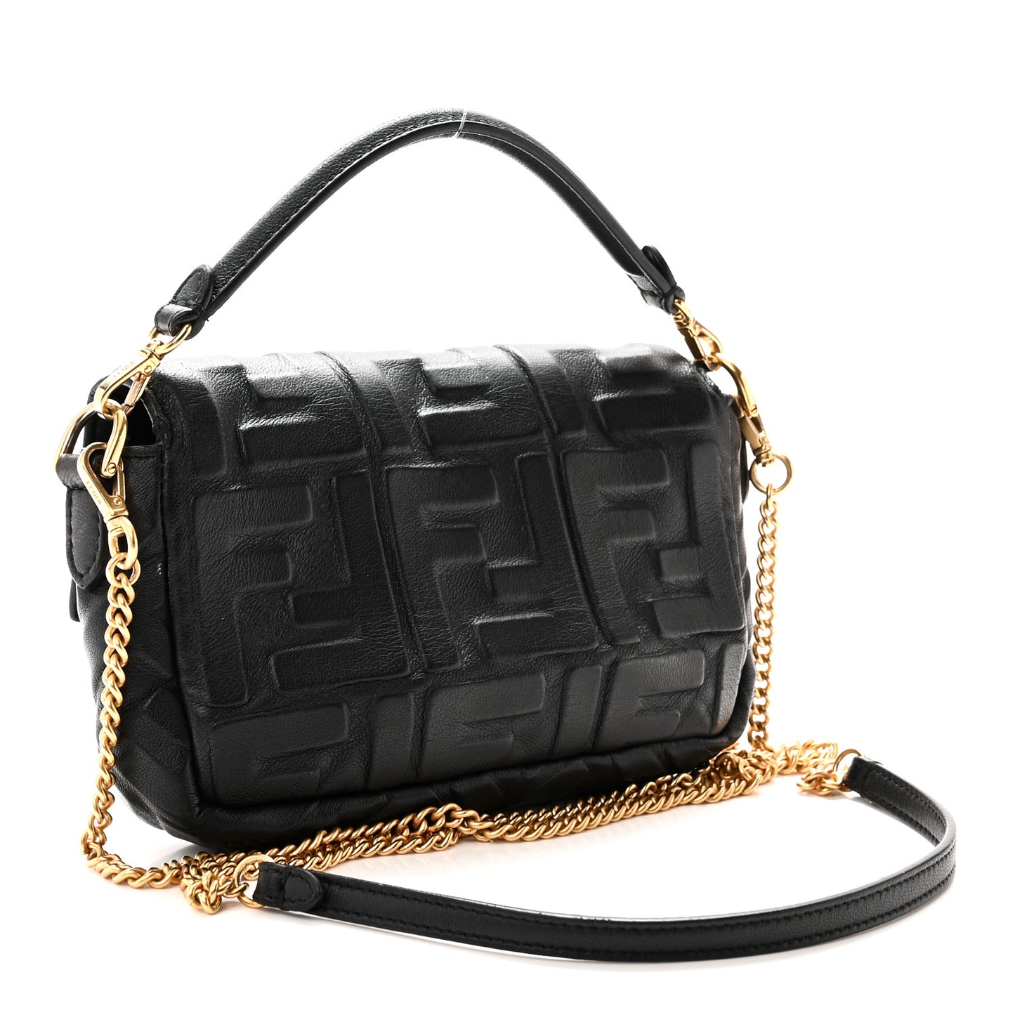 Nappa FF 1974 Embossed Mini Baguette Black