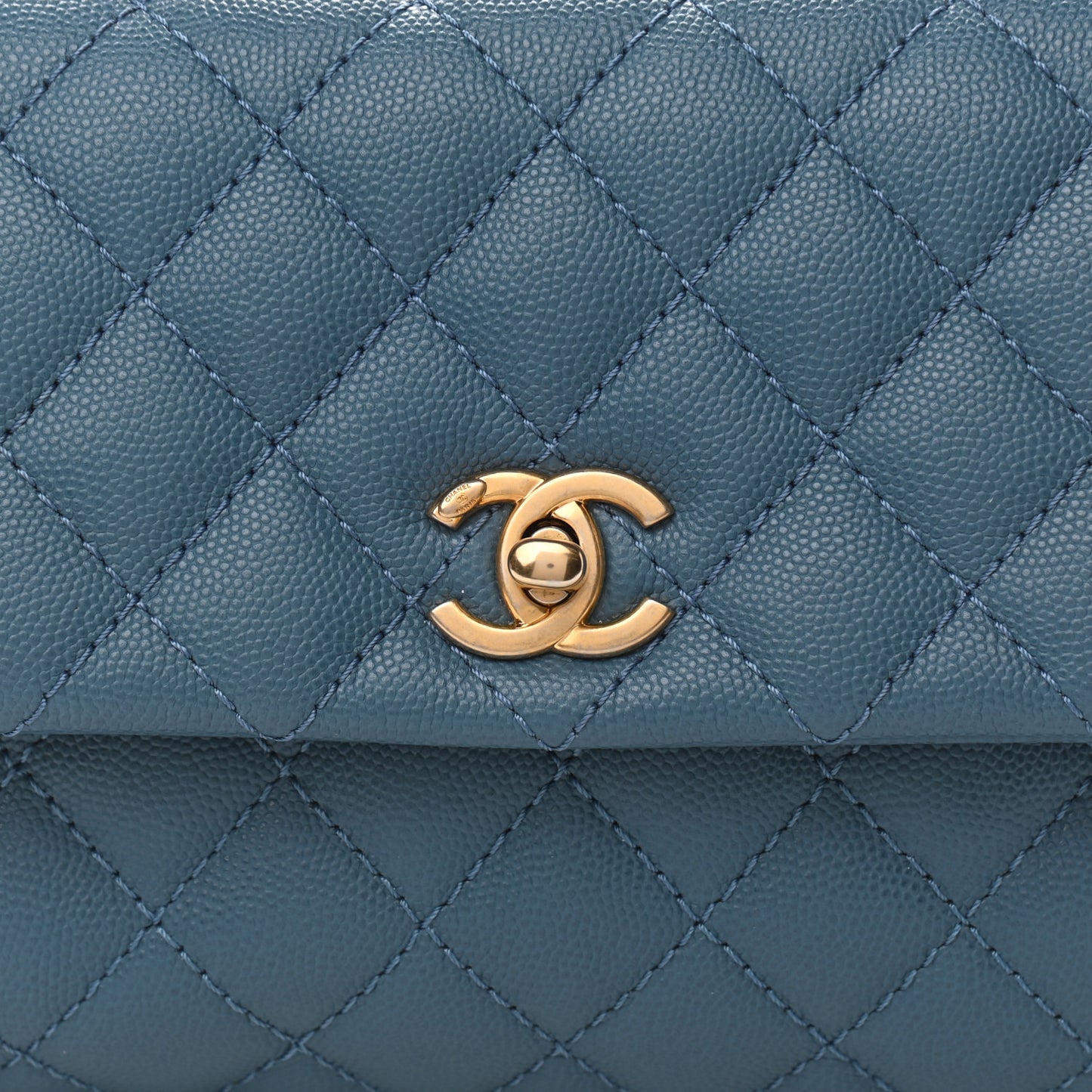 Caviar Quilted Mini Coco Handle Flap Blue