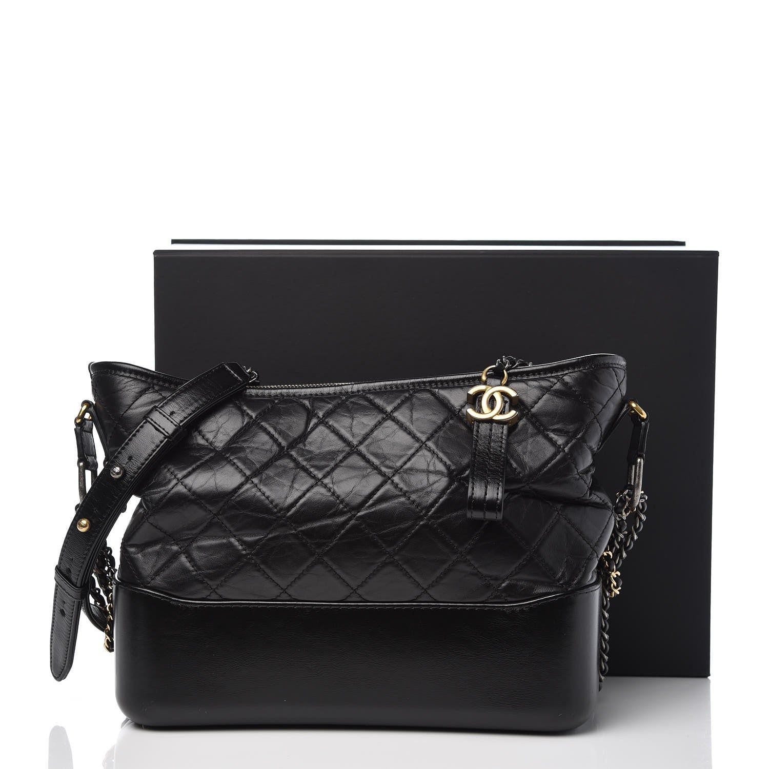 Chanel Aged Calfskin Quilted Medium Gabrielle Hobo Black 11 of 11