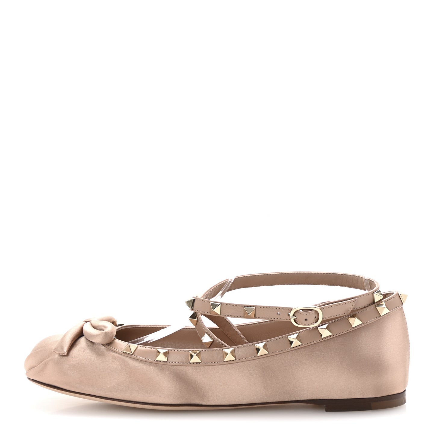 Satin Nappa Rockstud Ballerina Flats 40 Rose Cannelle
