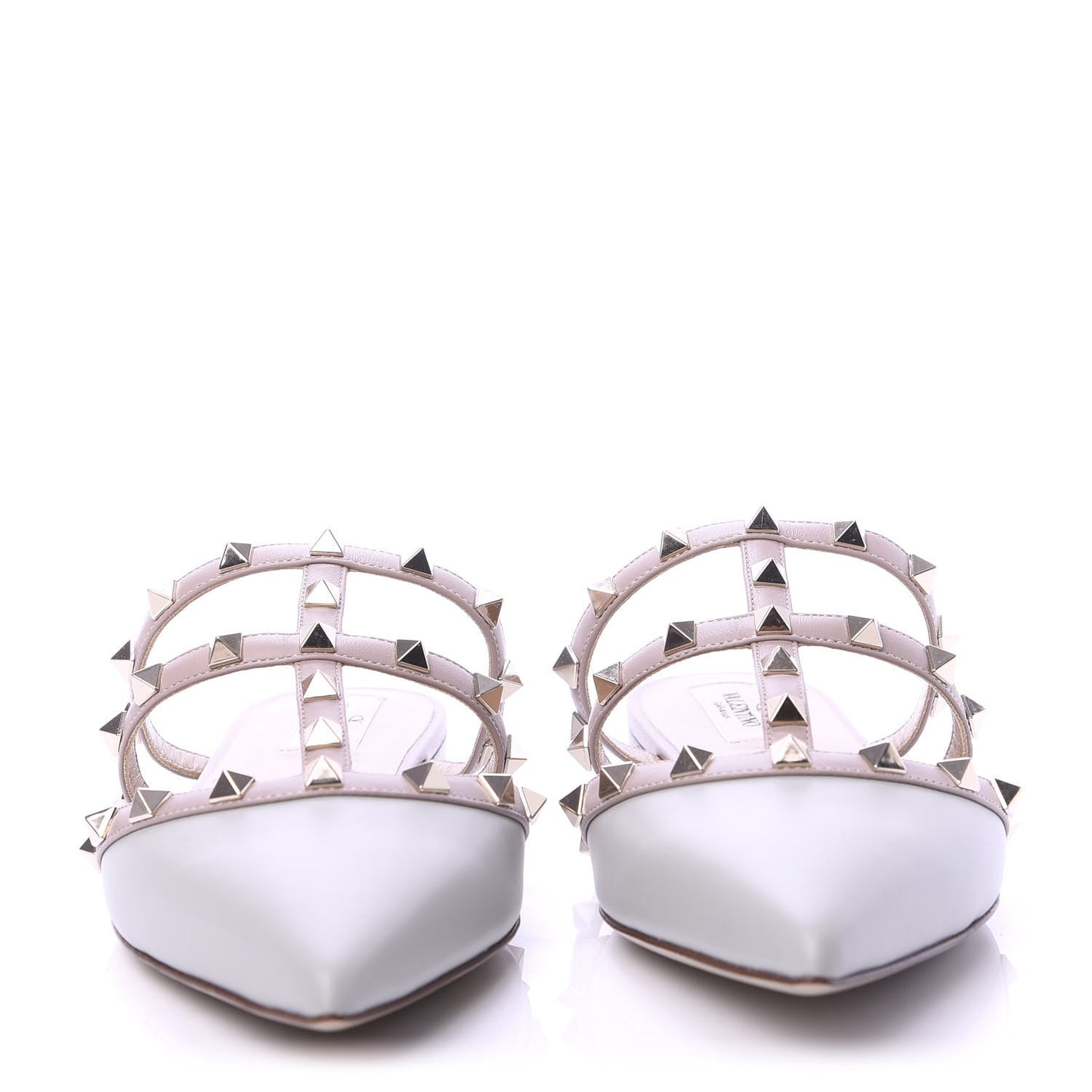 Nappa Rockstud Flat Cage Mules 39.5 Opal Grey Poudre
