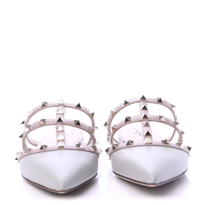 Valentino Garavani Nappa Rockstud Flat Cage Mules 39.5 Opal Grey Poudre 2 of 9