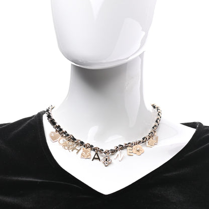 Chanel Lambskin Crystal CC Logo Charming Choker Gold Black 2 of 6