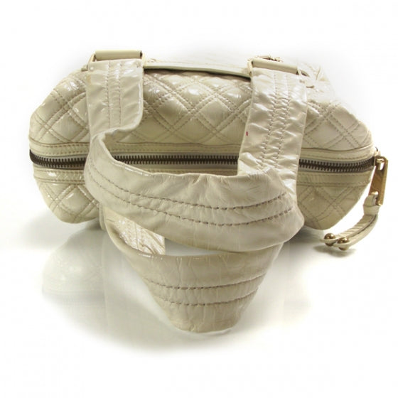 Patent Quilted Ursula Handbag Chalk