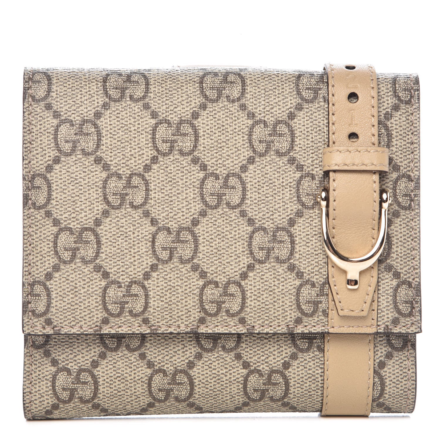 Gucci GG Supreme Monogram Nice French Flap Wallet Beige 1 of 9