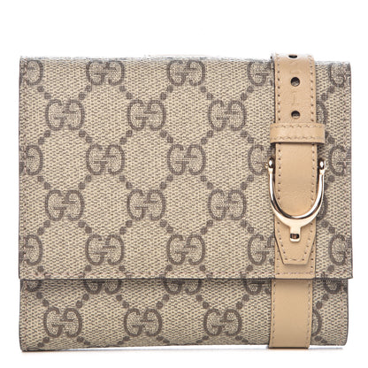 Gucci GG Supreme Monogram Nice French Flap Wallet Beige 1 of 9