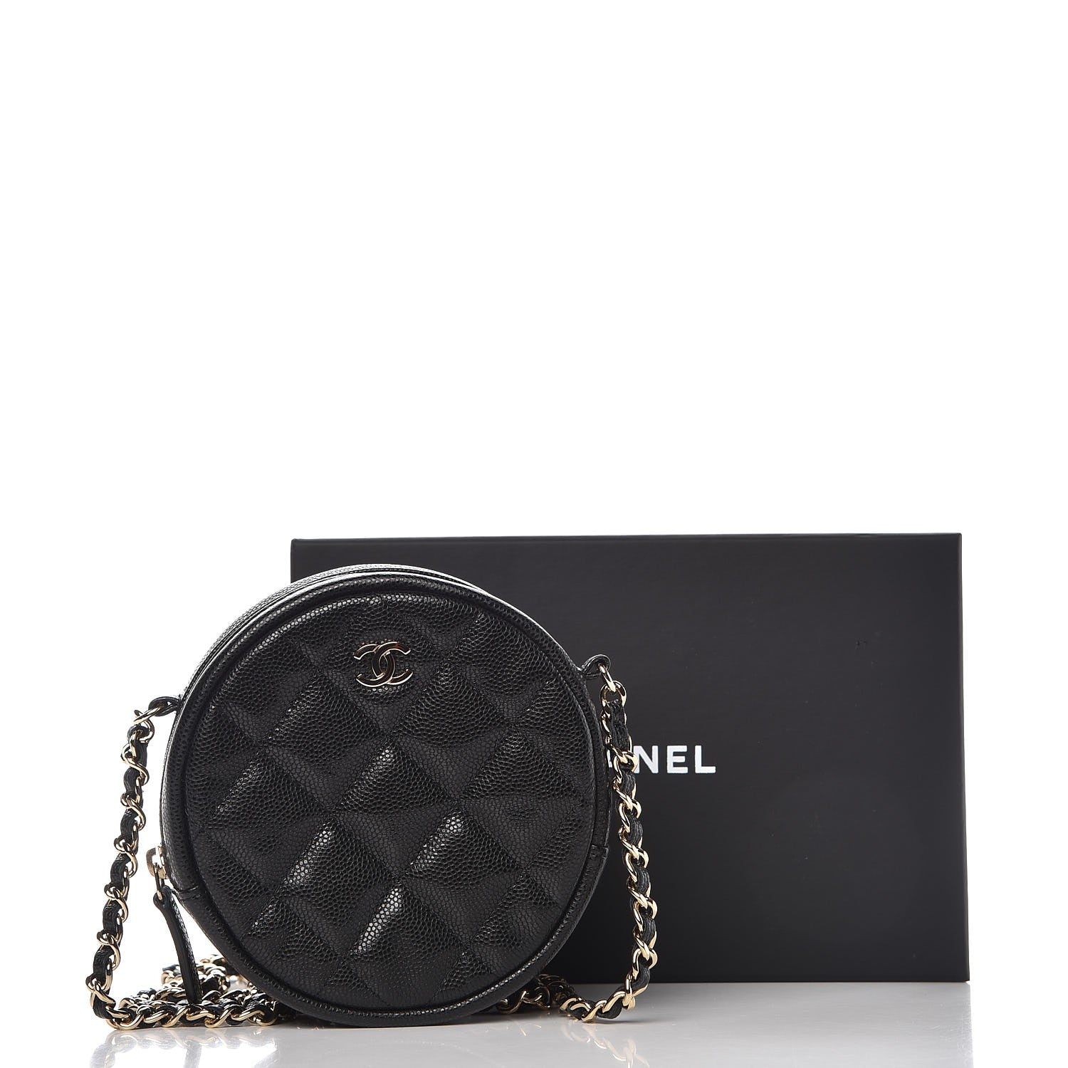 Chanel Caviar Quilted Round Clutch With Chain Black 8 of 8