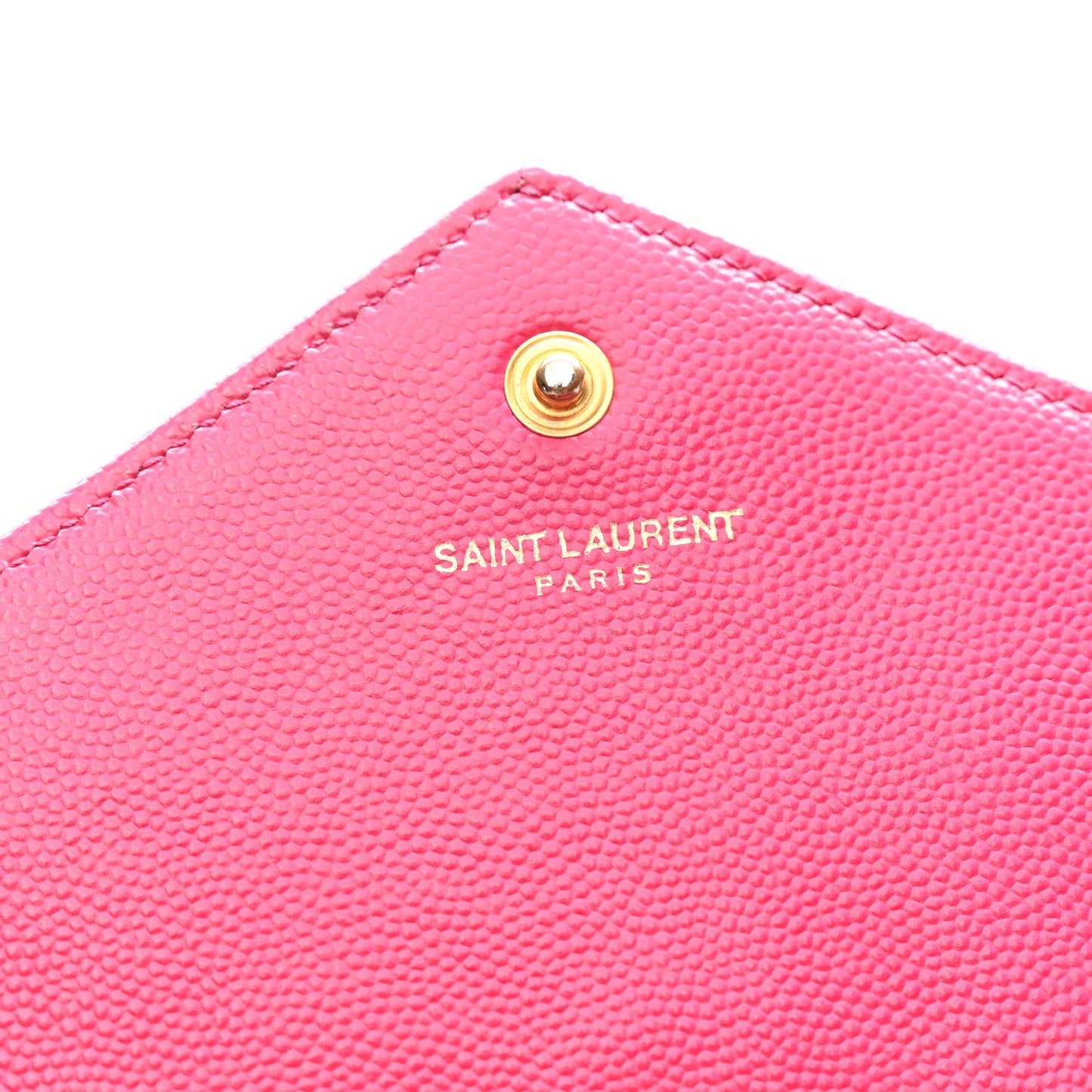 Grain De Poudre Matelasse Chevron Monogram Chain Wallet Lipstick Fuchsia