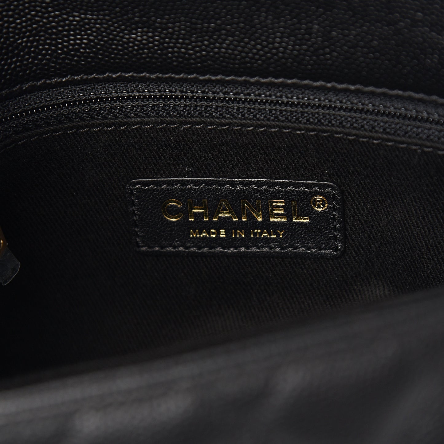 Caviar Lizard Embossed Quilted Mini Coco Handle Flap Black