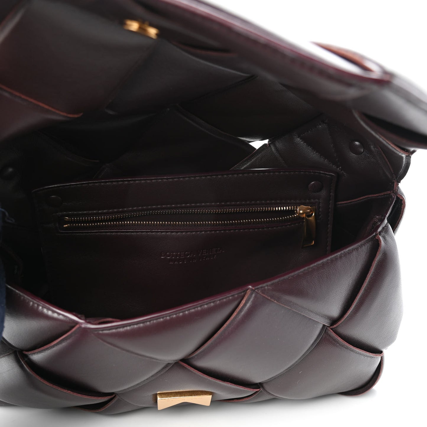 Nappa Intreccio Padded Top Handle Shoulder Bag Grape
