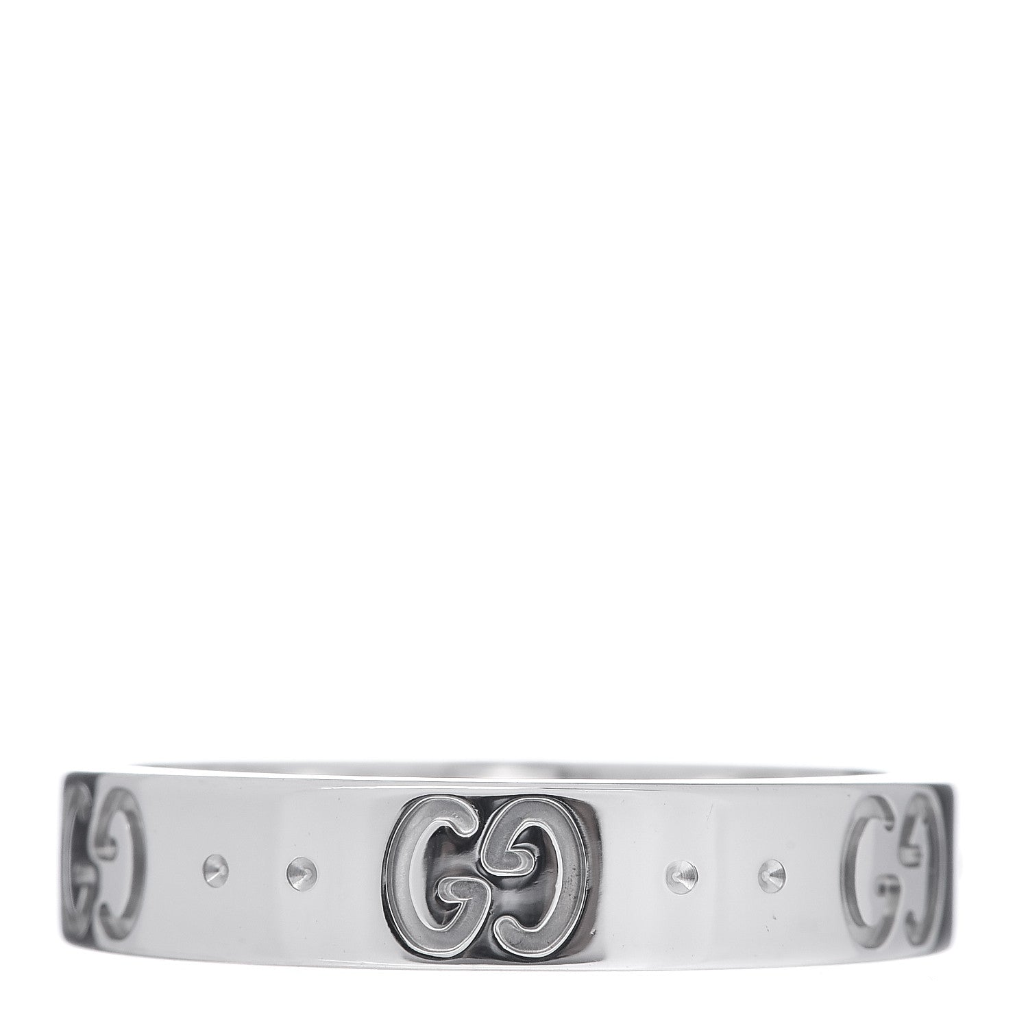 Gucci 18K White Gold 4mm Icon Thin Band Ring 54 6.75 1 of 4