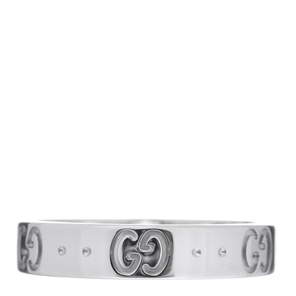 Gucci 18K White Gold 4mm Icon Thin Band Ring 54 6.75 1 of 4